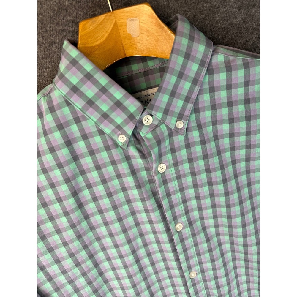 Mizzen+Main Leeward Collection Gingham Performance Fitted Shirt Men Large Career